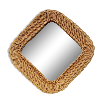 60s woven wicker mirror