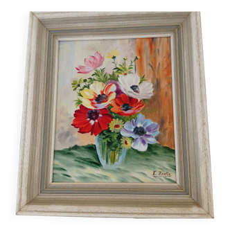 Peinture Bouquet de fleurs signée