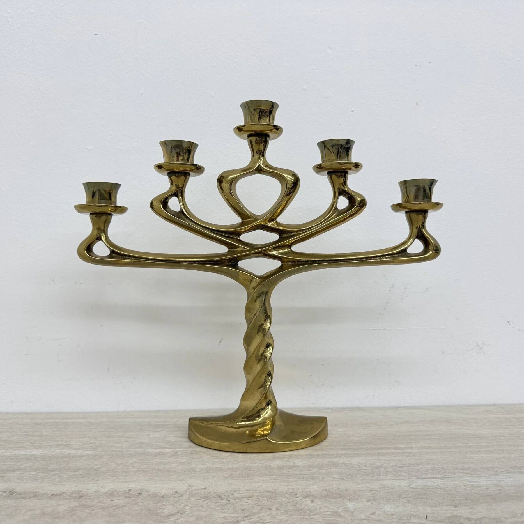 Mid-century large brutalist solid bronze candleholder, 1970s