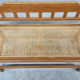 Vintage Oak Entryway Bench with Straps