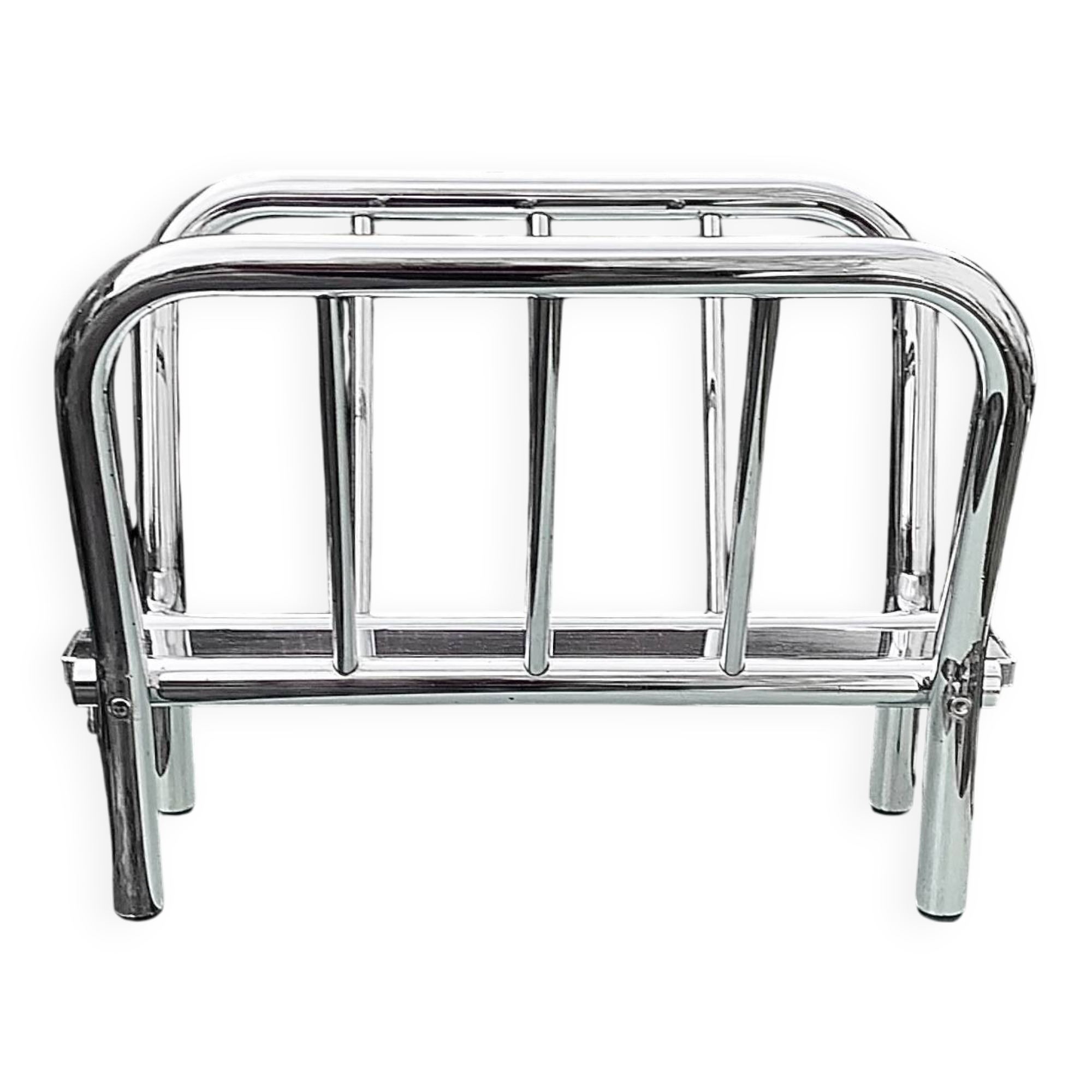 Vintage chrome metal magazine rack
