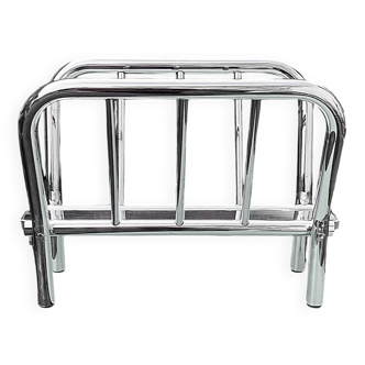 Vintage chrome metal magazine rack