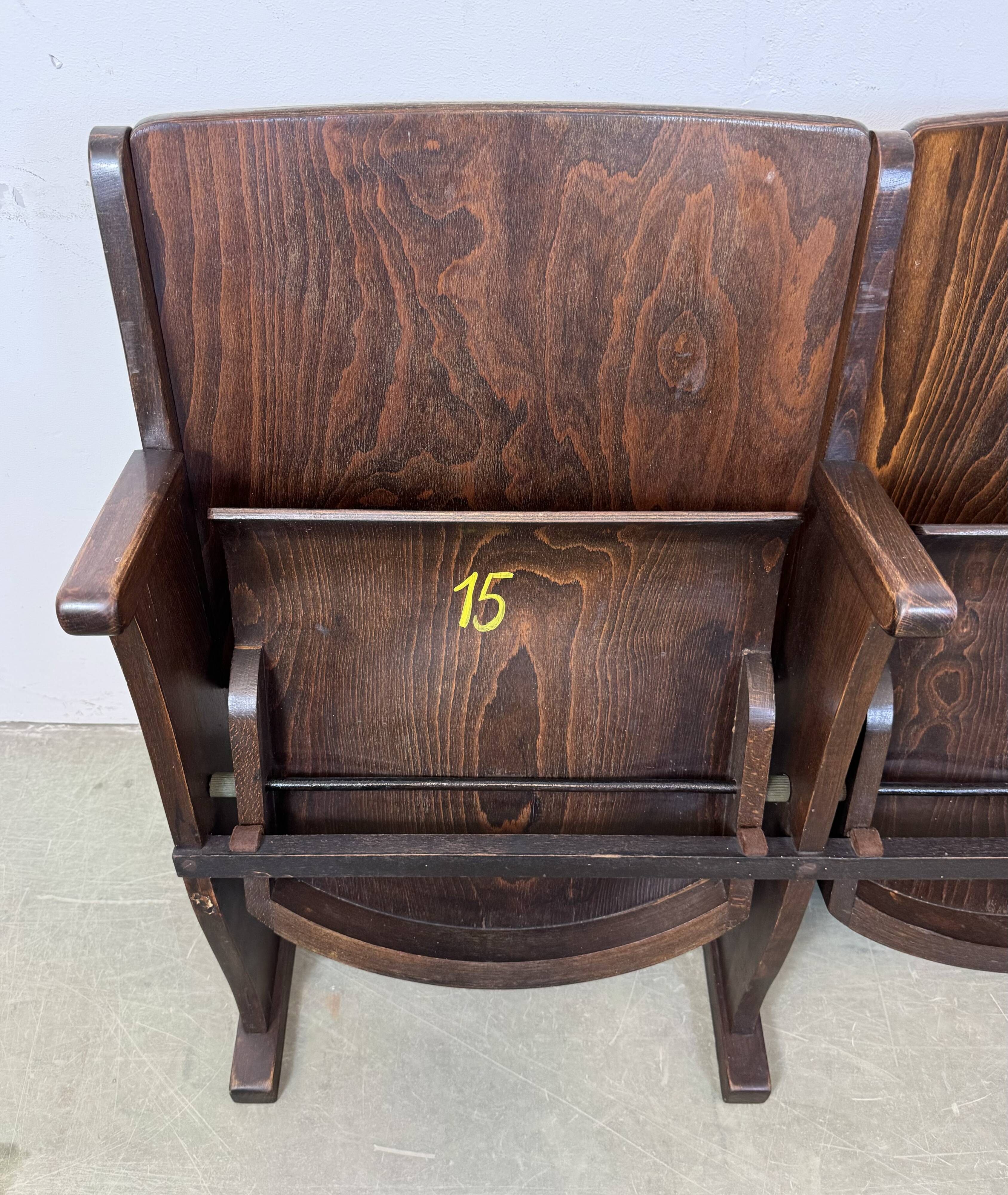 Vintage Two-Seat Cinema Bench from TON, 1960s
