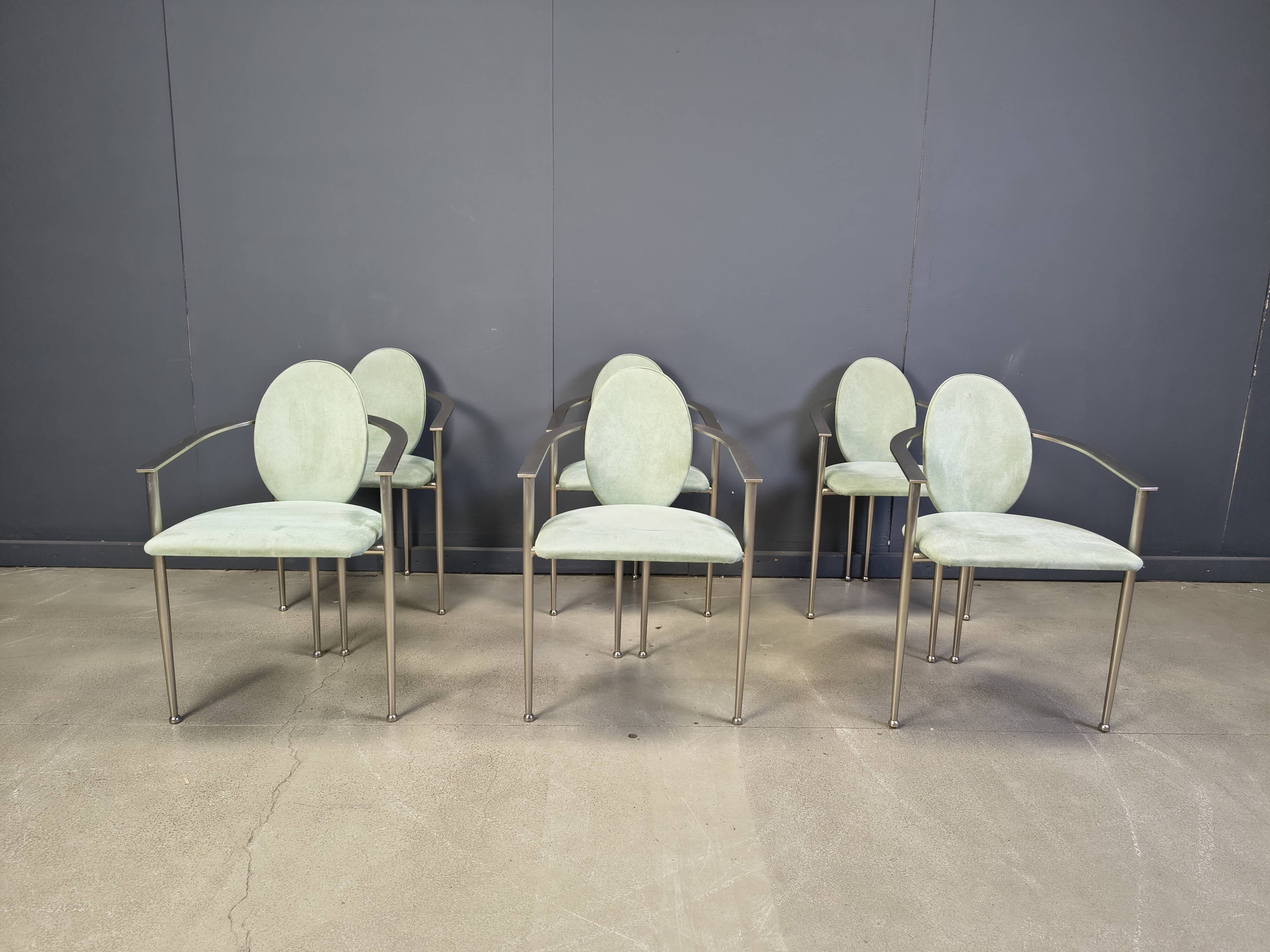 Vintage dining chairs by Belgo chrom, set of 6 - 1980s