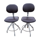 Pair of industrial chairs iron and skai BAO