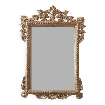 Miroir cadre en bois sculpté de style ancien en or pur