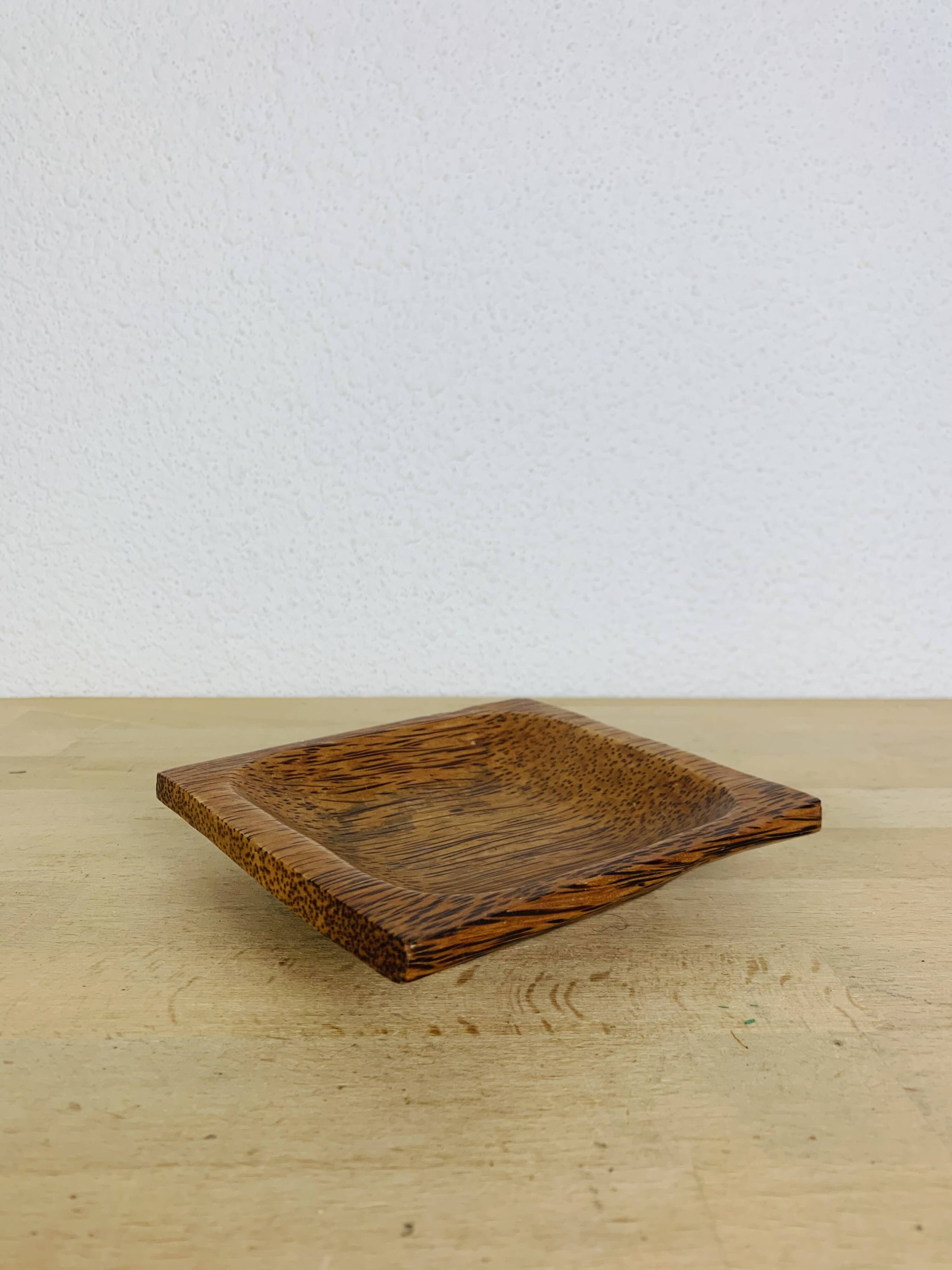 Square palm wood pocket emptier, vintage