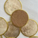 12 coasters in mother-of-pearl and vintage brass