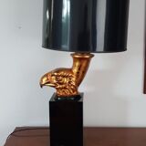 70s desk lamp black and golden eagle head