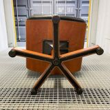 Vaghi • Italian Design • Vintage black leather executive chair from the 70s