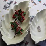 Lot of 2 ravines "leaf" in cracked earthenware