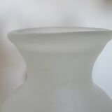 Vase en verre givré, dépoli, made in Italy, décor de pommes et de raisins