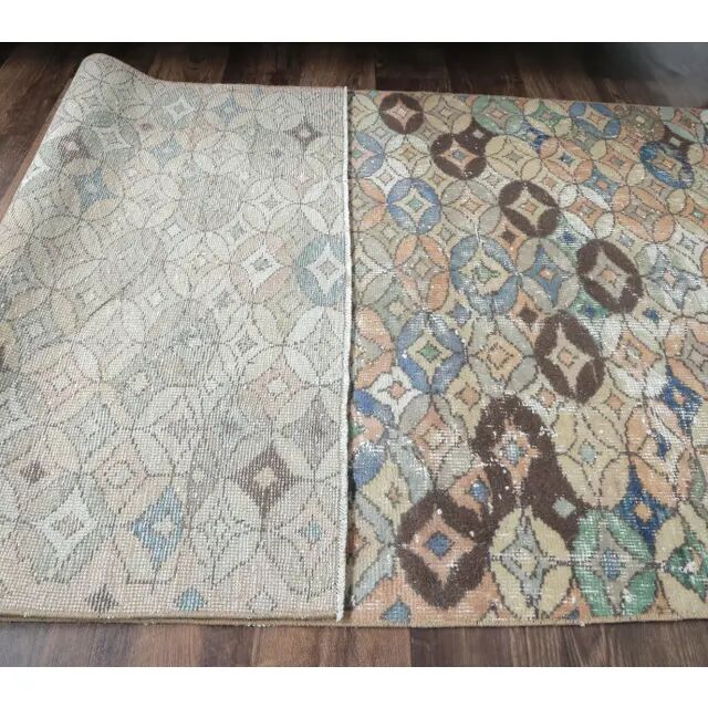 1970s Turkish Handwoven Wool Runner Rug 110x206