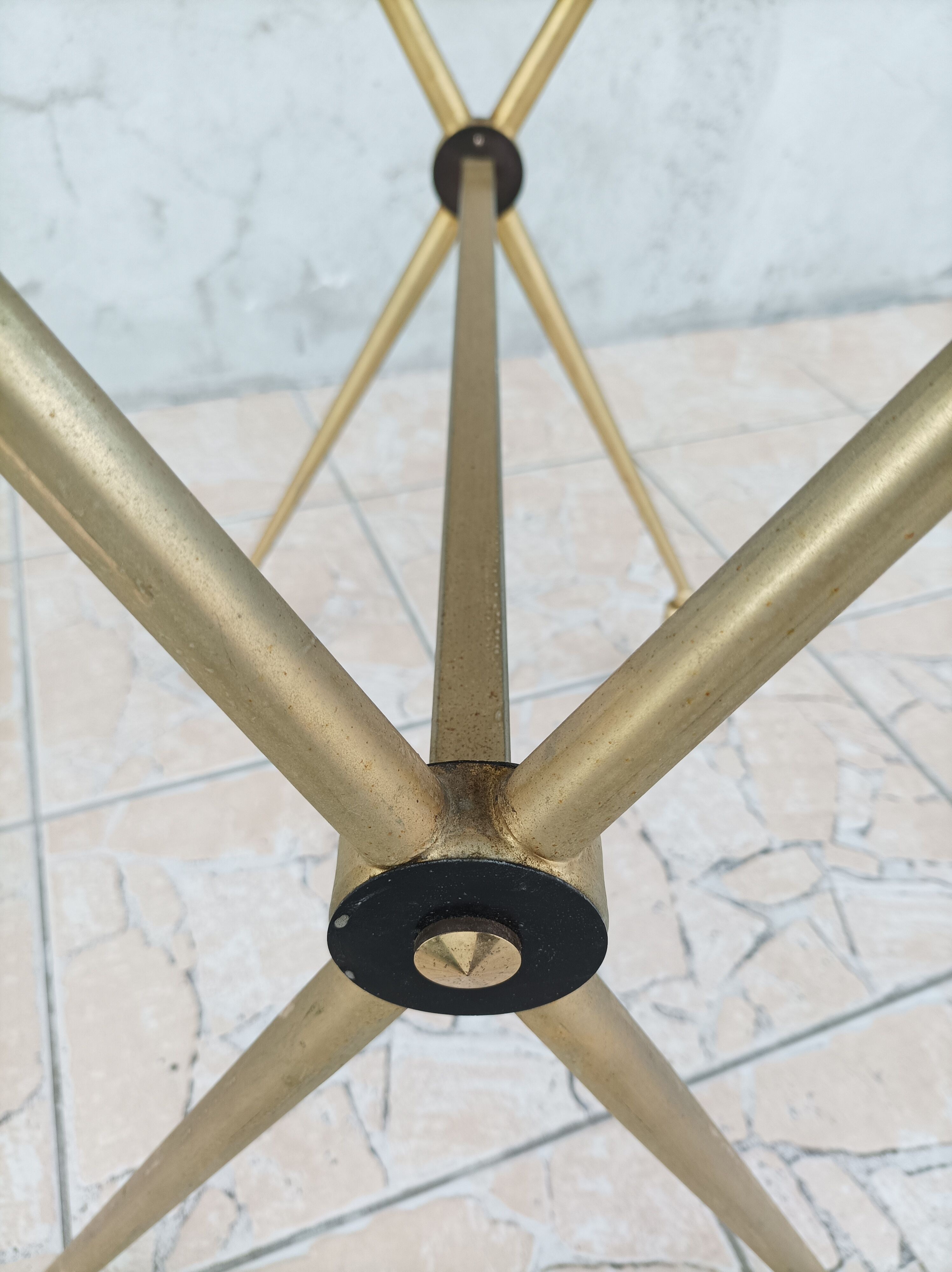 Vintage serving tray in brass and smoked glass 1960