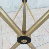 Vintage serving tray in brass and smoked glass 1960