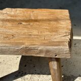 Small side table or stool in four-legged blond teak H:30 L43 l30