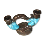 Vallauris blue and silver candlestick