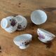 Set of 5 small porcelain coffee bowls, violet decor