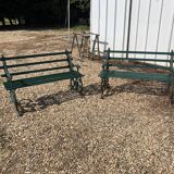 2-seat bench in wrought iron and wood