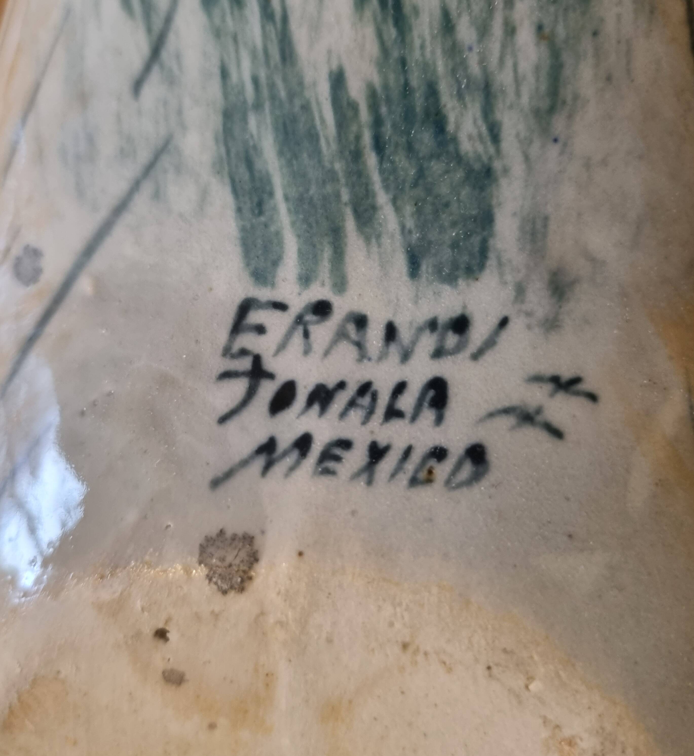 Large Vintage Parrot Pottery Erandi Tonala Mexico