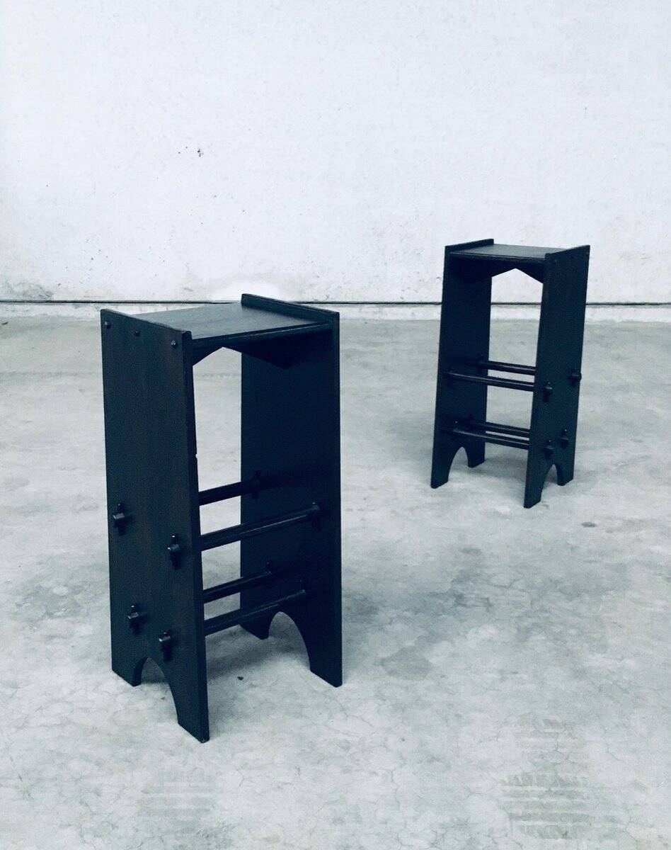 Arts and Crafts Handmade Bar Stools, France, 1920s, Set of 2