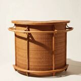 Half-moon bar in rattan and woven wicker – Vintage work, circa 1960-1970