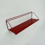 Vintage red metal wall unit book shelf , 1970s
