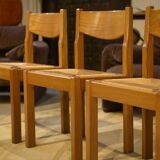 Set of 4 elm chairs Maison Regain 1960s