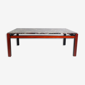 Rosewood coffee table with marble, 1970