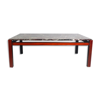 Rosewood coffee table with marble, 1970