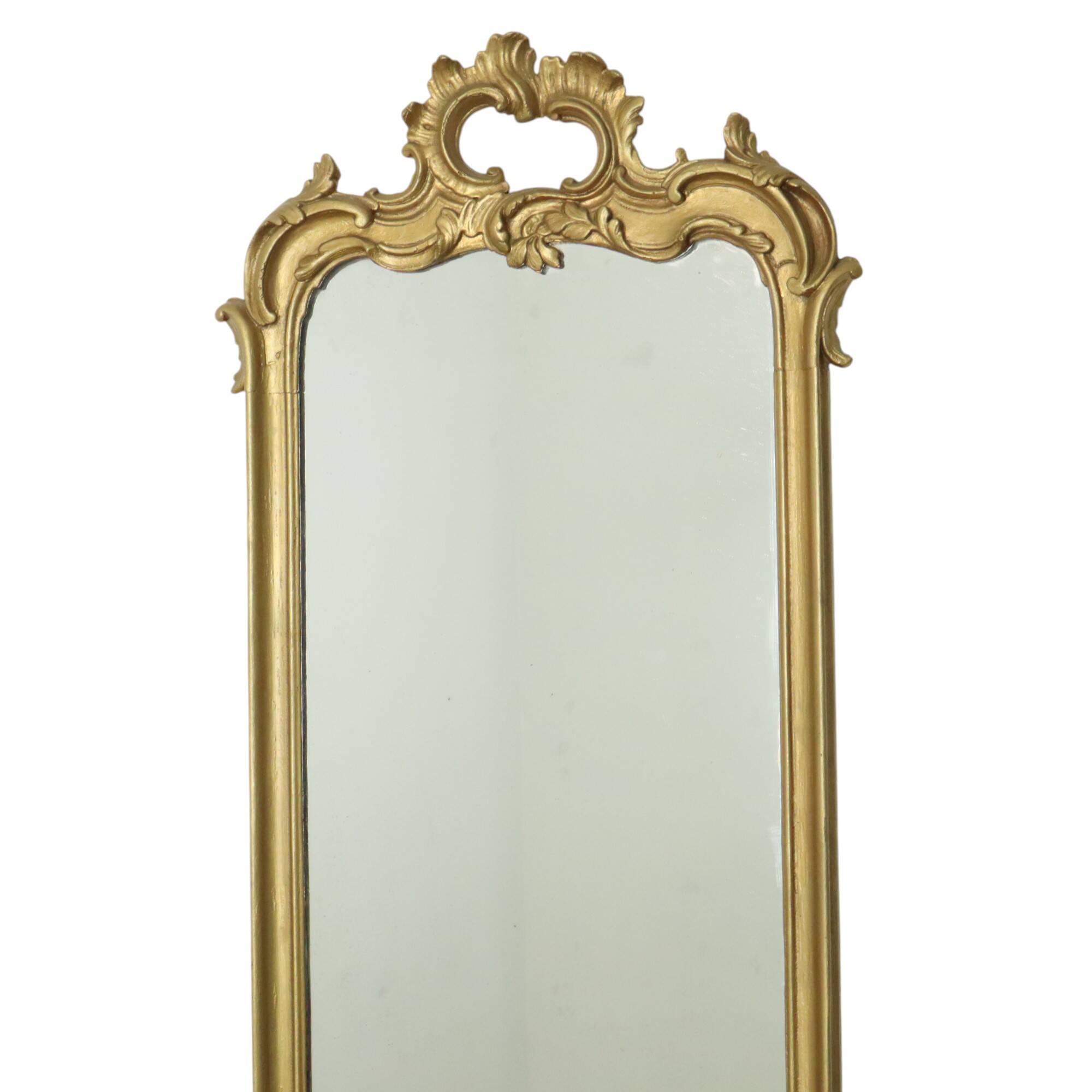Miroir ancien français doré de style baroque du XIXe siècle 148 cm