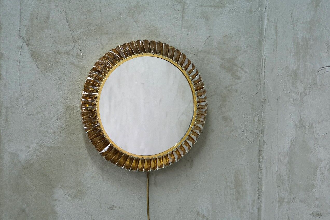 Gilded Mirror with Bakalowits Crystals from Palwa, 1960
