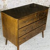 Vintage walnut chest of drawers, compass feet circa 50/60's