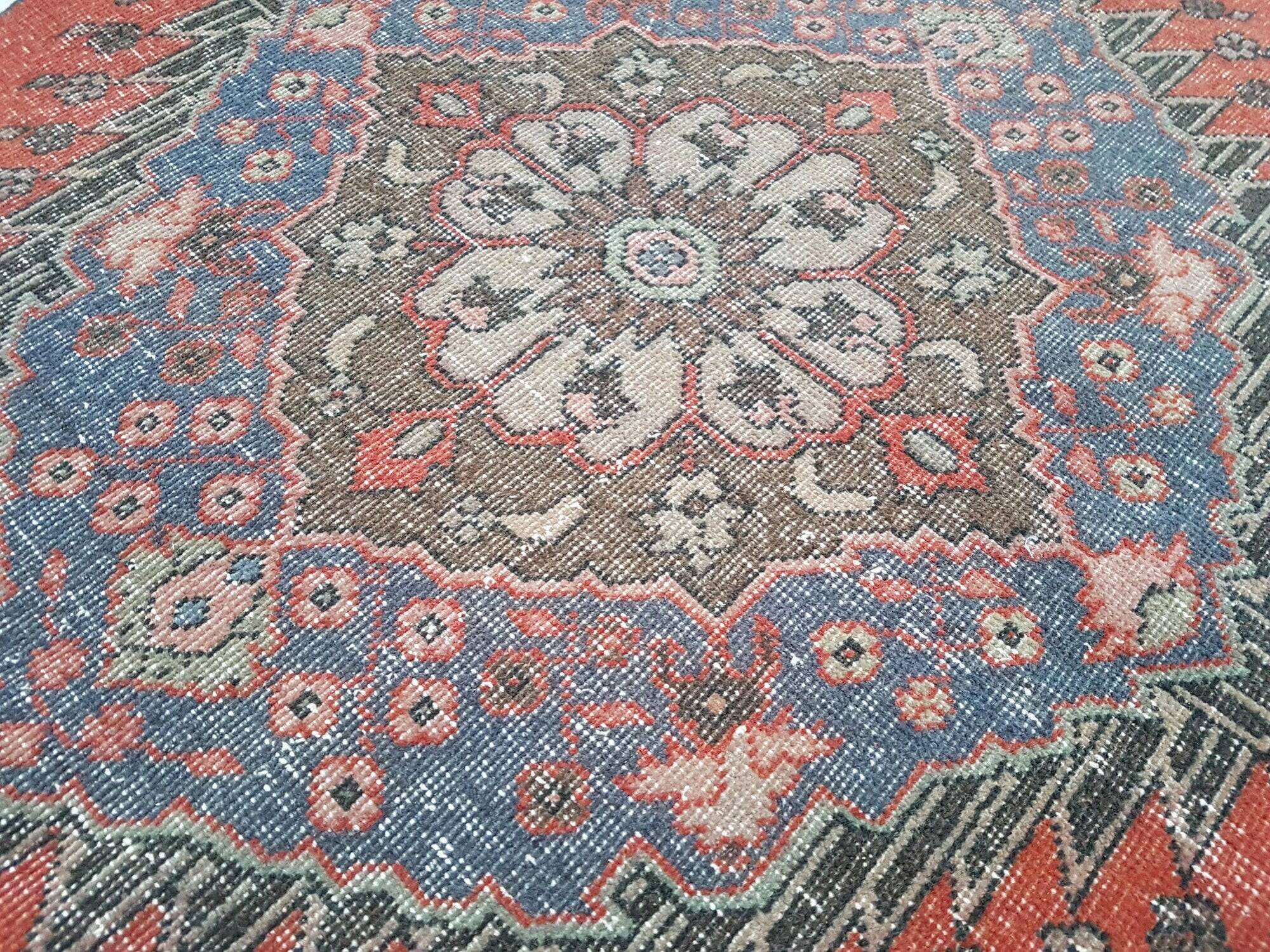 Vintage Turkish hallway rug 102x403 cm