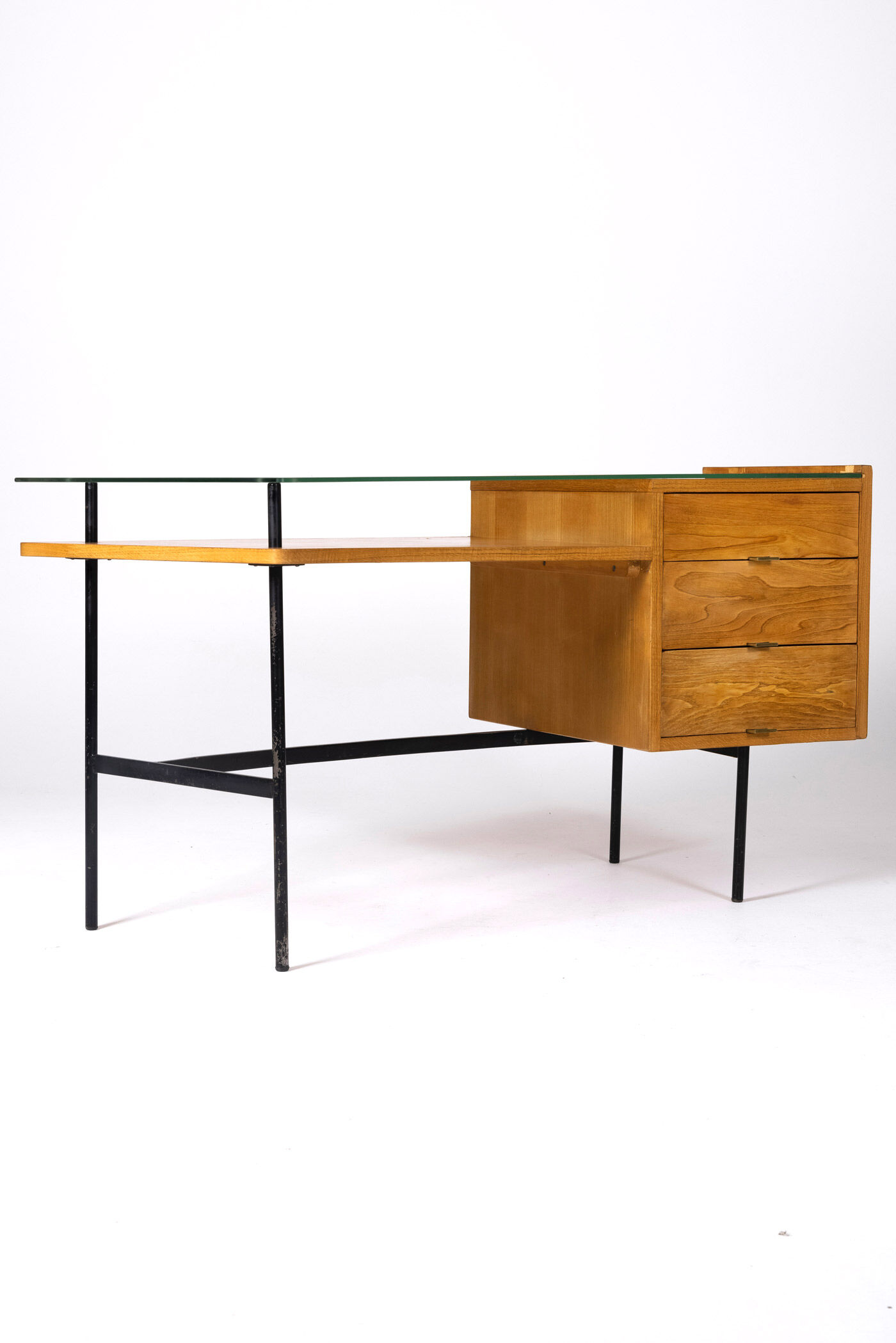 Bureau en bois et verre par Jean René Picard, 1960s