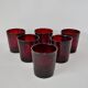 Set of 6 70s burgundy colored glass glasses