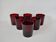 Set of 6 70s burgundy colored glass glasses