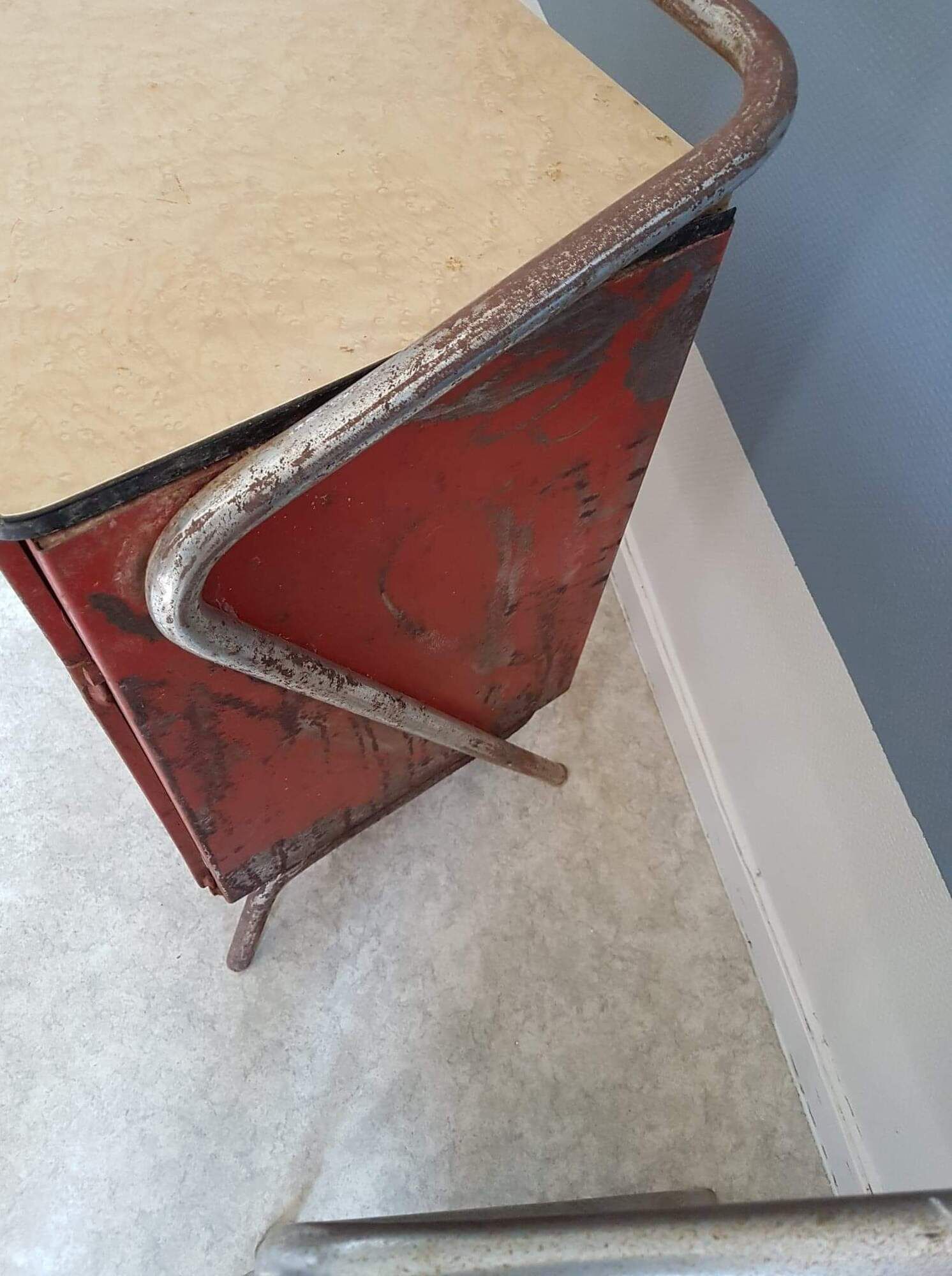 Pair of metal bedside tables and shelves formica years 60 in their juice