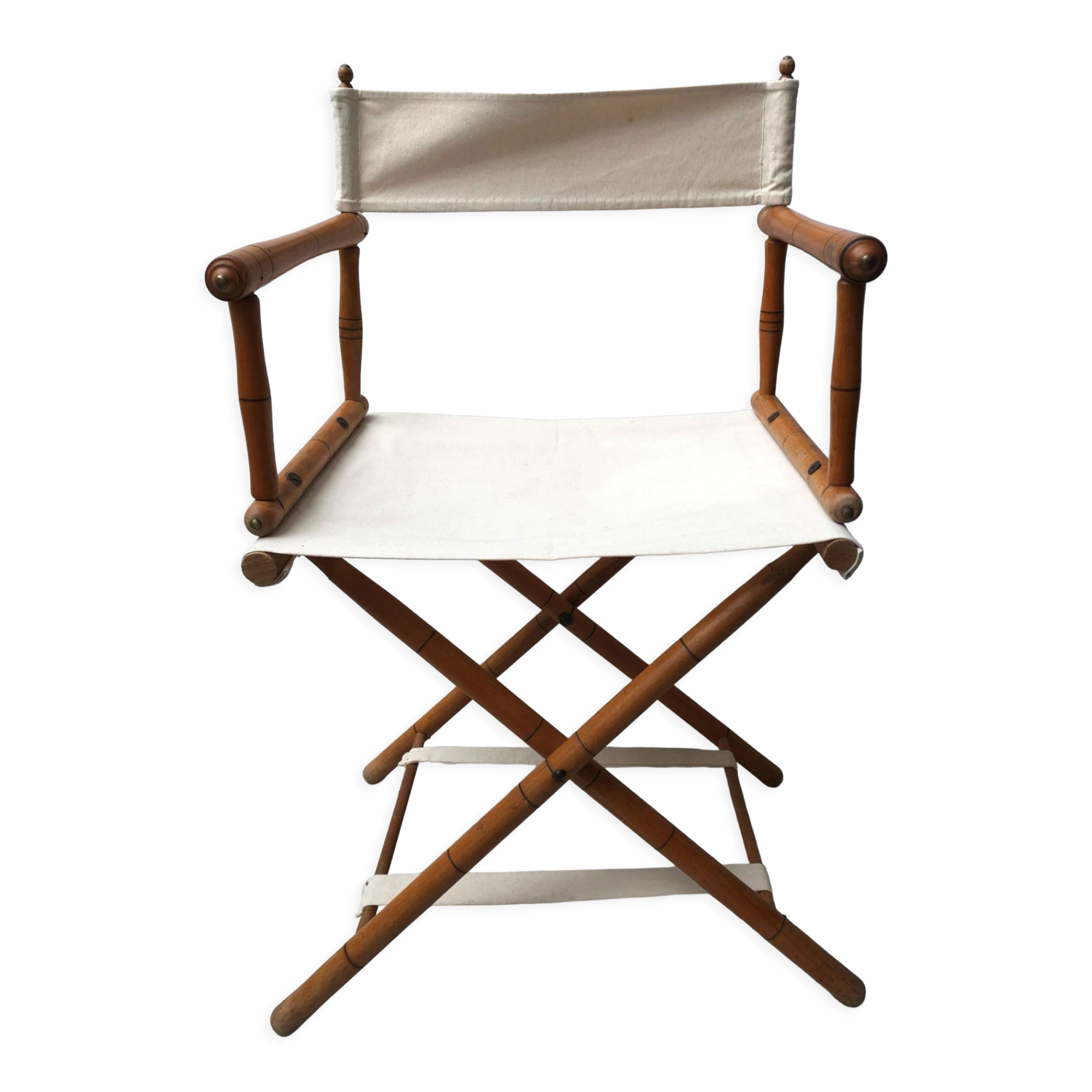 Former director's side chair in wood and canvas