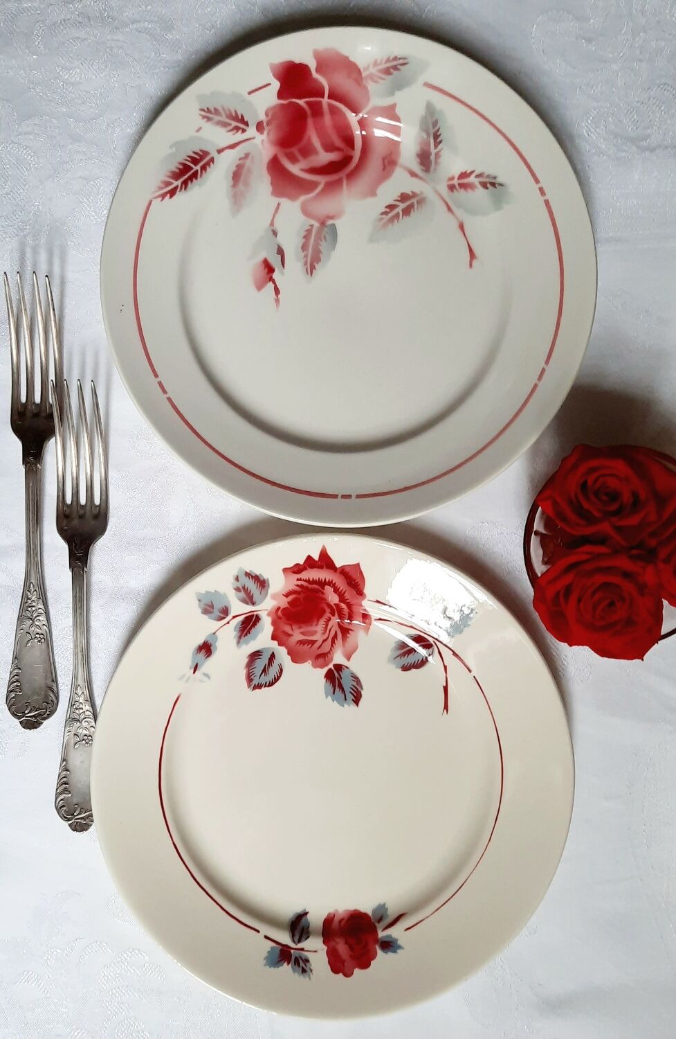 Old flat plates mismatched in earthenware