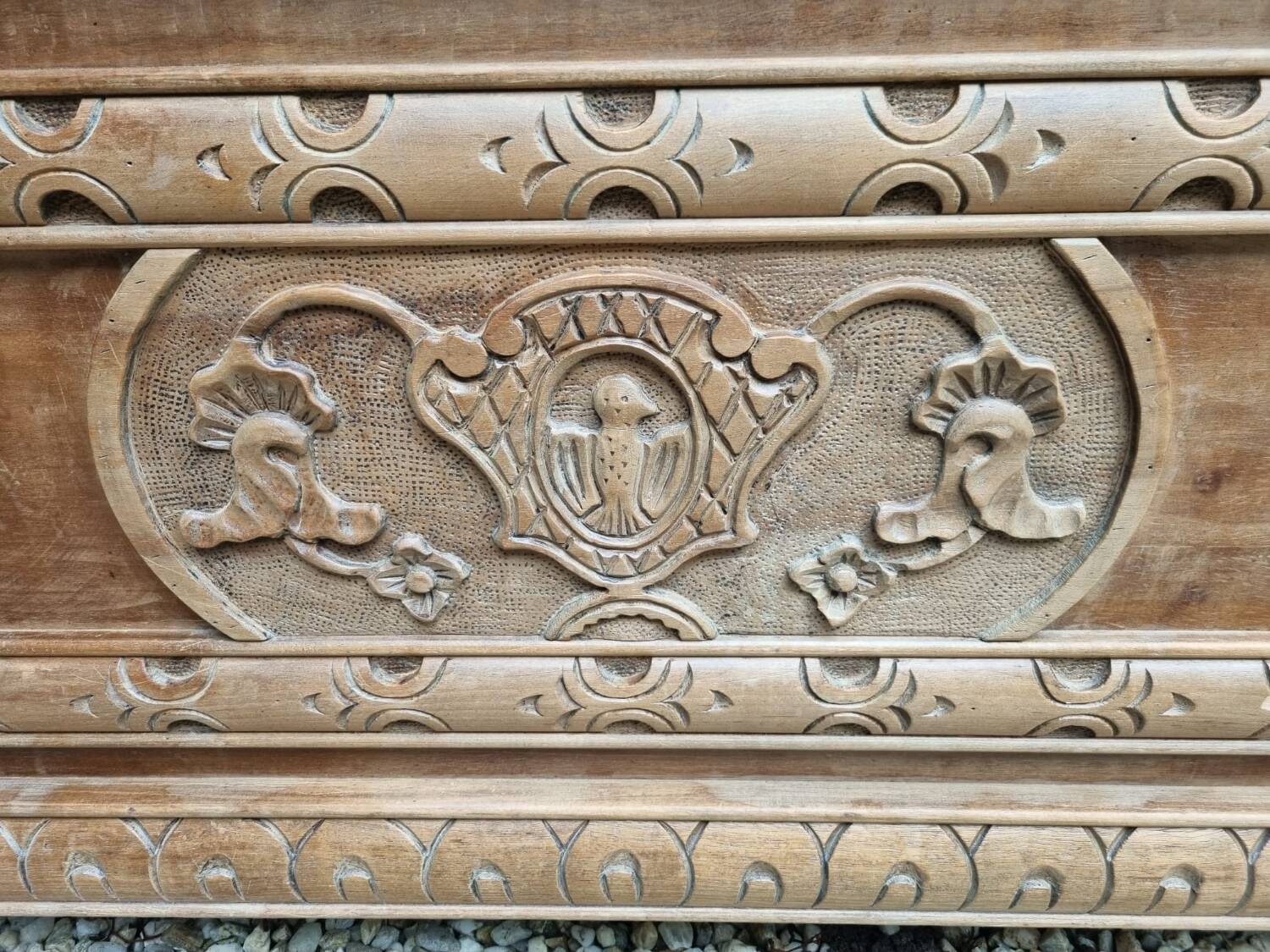 Wooden chest with lion paws