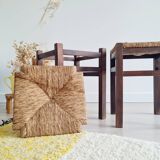 Pair of wooden and rope stools