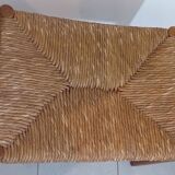 Hocker / Puff Stroh & Holz années 1960