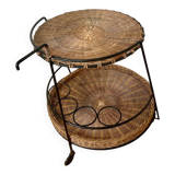 Airborne wicker and metal rolling trolley