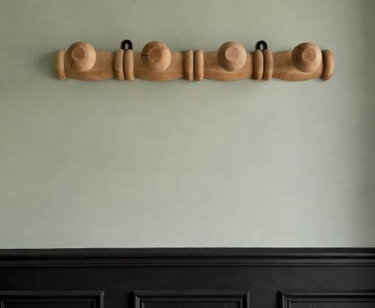 Vintage turned wooden coat rack or hook