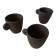 Set of three matte brown ceramic cups for dolls' play kitchen