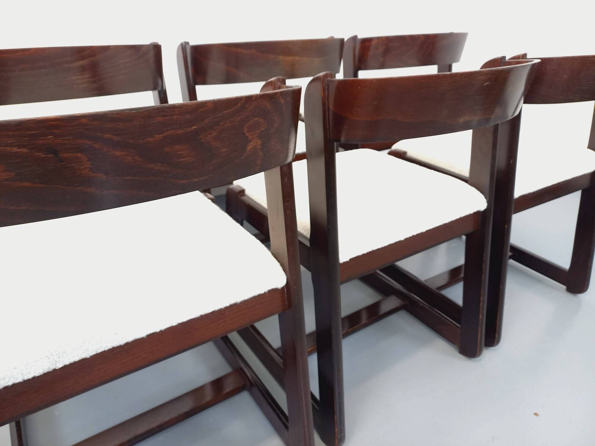 Set of 6 vintage Italian sleigh chairs by Mario Sabot
