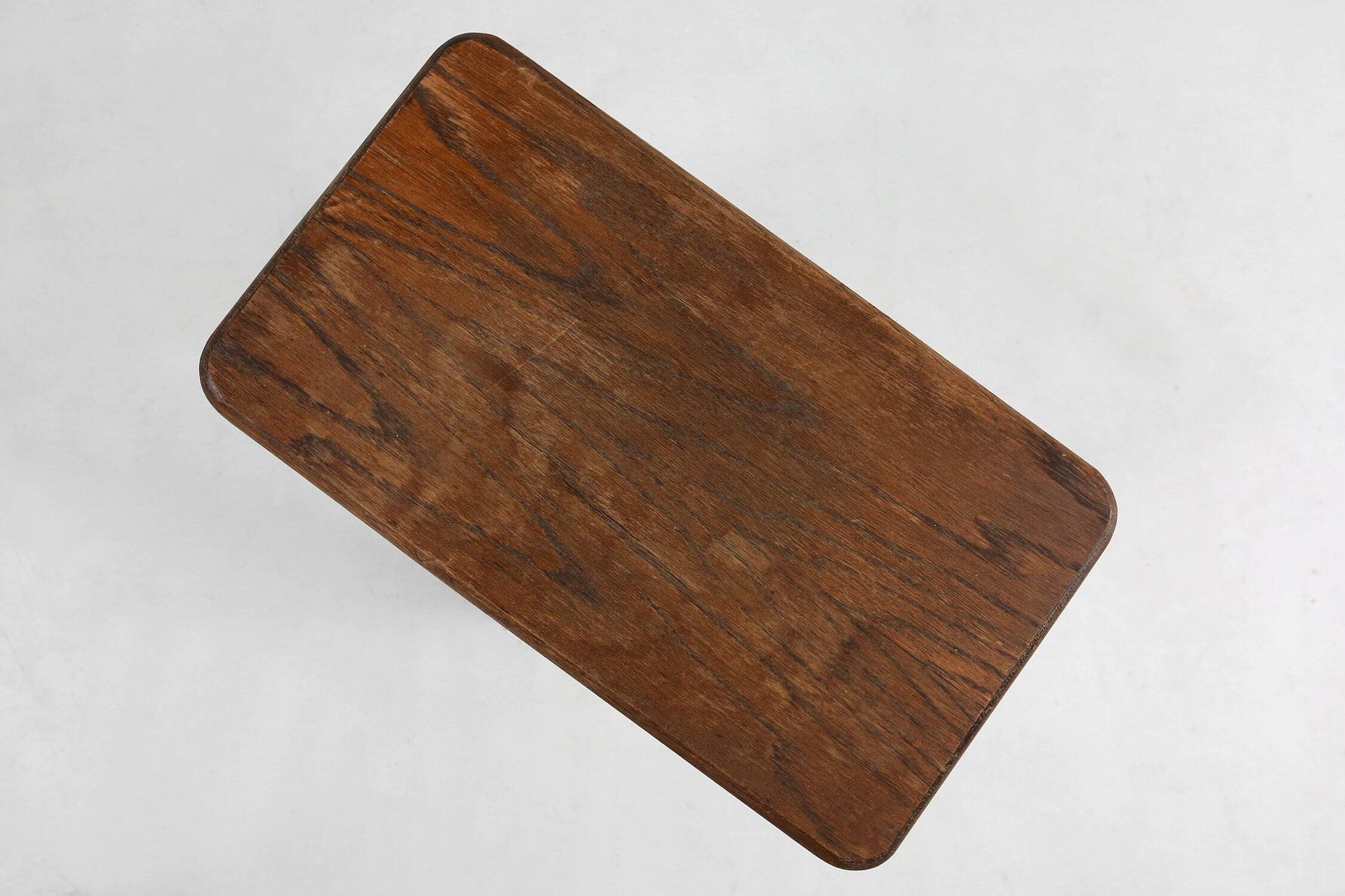 Rustic solid Wooden tripod Stool, France 1940s