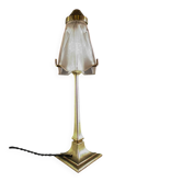 Lampe art deco signé degue pied en bronze