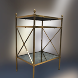 Side table - 1970s - gilded brass and aged mirror